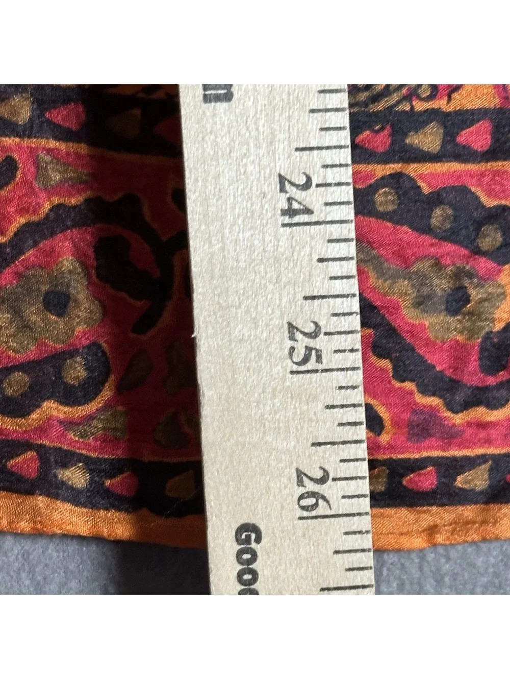 Vintage Paisley Patterned Silk Square Scarf with Orange and Red Tones